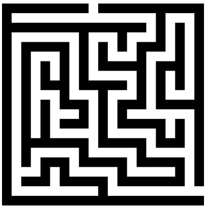 Consider the following Maze that is made up of black and white squares of 